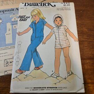 Butterick 5447 Sewing pattern Kids jumpsuit Knits 1970s Size 3 UNCUT